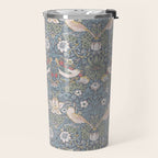 William Morris Strawberry Thief Slate Blue Vintage Pattern Travel Mug Gallery Image 2