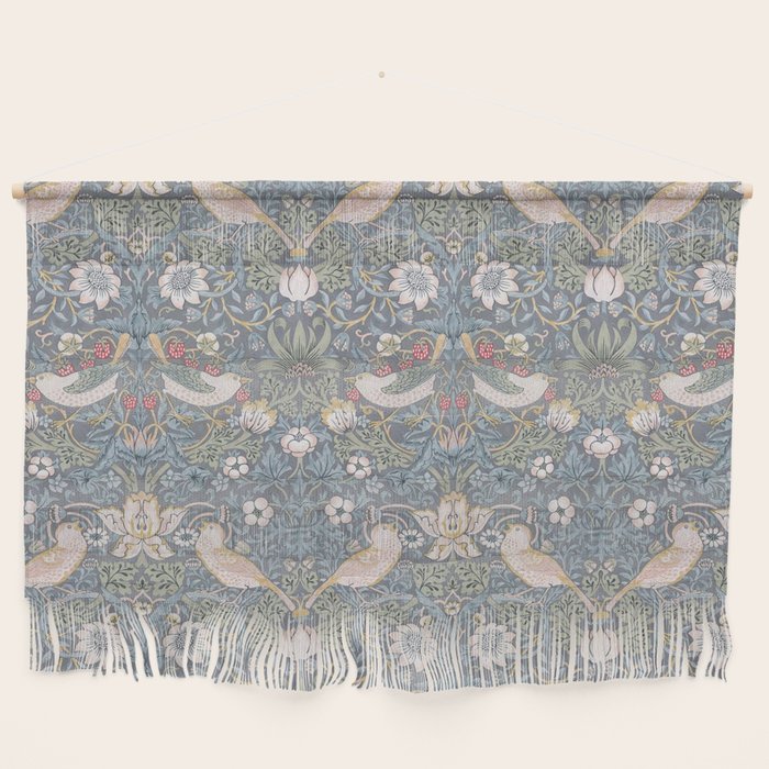 William Morris Strawberry Thief Slate Blue Vintage Pattern Wall Hanging Gallery Image 1