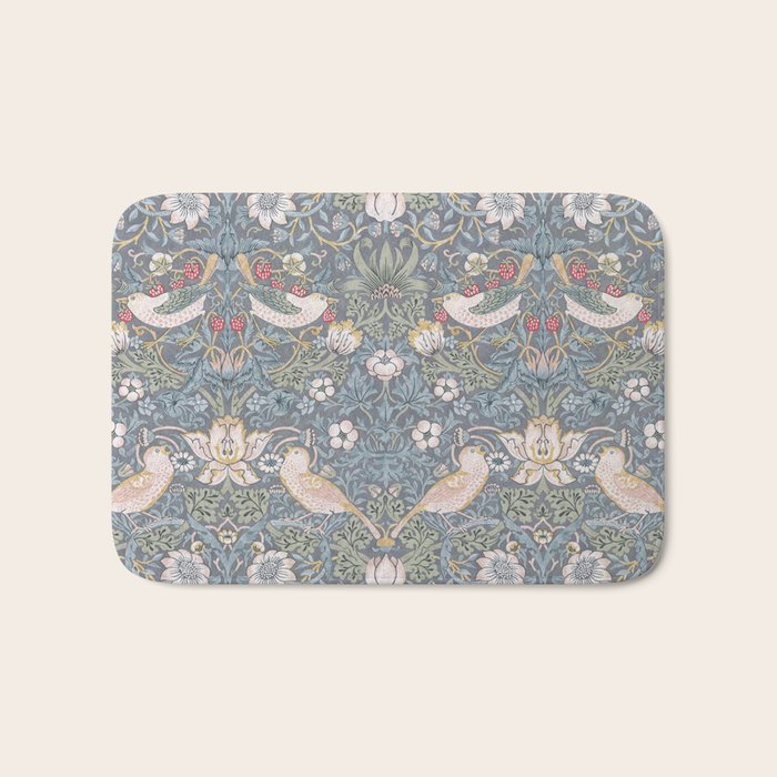 William Morris Strawberry Thief Slate Blue Vintage Pattern Bath Mat Gallery Image 1