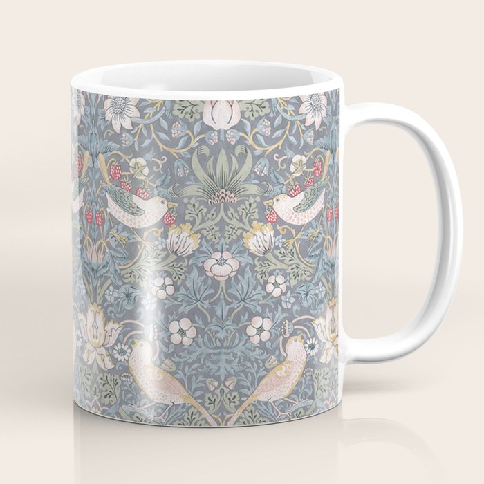 William Morris Strawberry Thief Slate Blue Vintage Pattern Coffee Mug Gallery Image 1