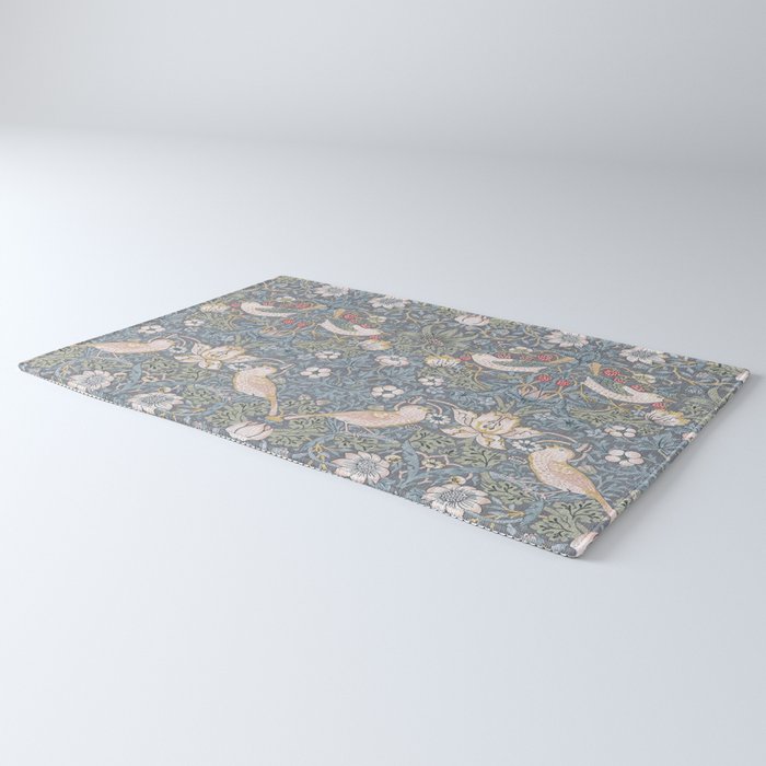 William Morris Strawberry Thief Slate Blue Vintage Pattern Rug Gallery Image 3