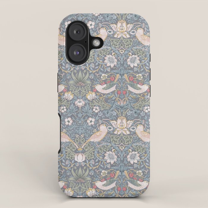 William Morris Strawberry Thief Slate Blue Vintage Pattern iPhone Case Gallery Image 1