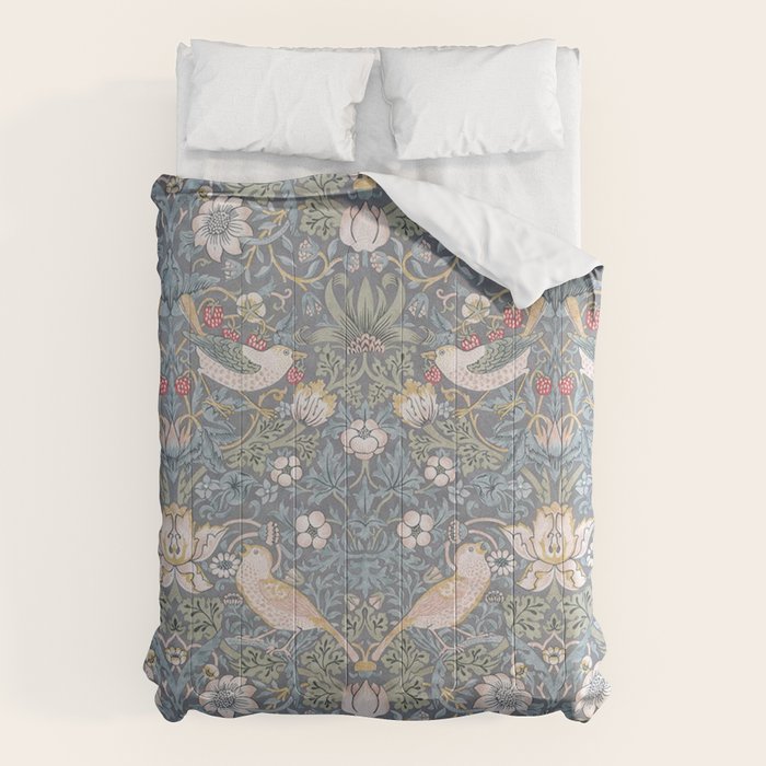 William Morris Strawberry Thief Slate Blue Vintage Pattern Comforter Gallery Image 1