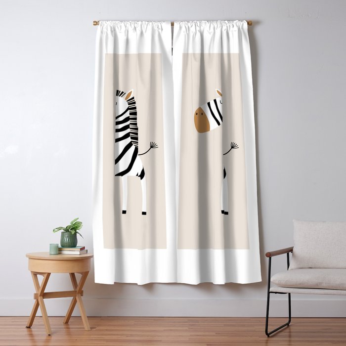 Nursery Wall Art, Safari Nursery Prints, Neutral Nursery Decor, Zebra Print Window Curtain Gallery Image 5