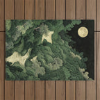 Japanese Wall Art Maximalist Moon Print japandi Art Wabi Sabi Painting Sage Green dopamine decor Outdoor Rug Gallery Image 1