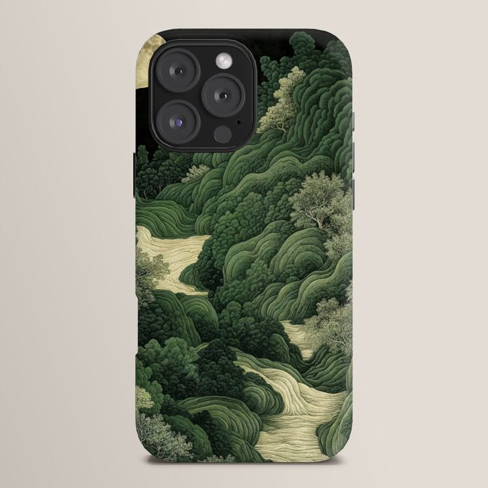 Japanese Wall Art Maximalist Moon Print japandi Art Wabi Sabi Painting Sage Green dopamine decor iPhone Case Gallery Image 16
