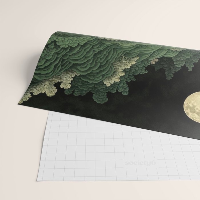 Japanese Wall Art Maximalist Moon Print japandi Art Wabi Sabi Painting Sage Green dopamine decor Wrapping Paper Gallery Image 2