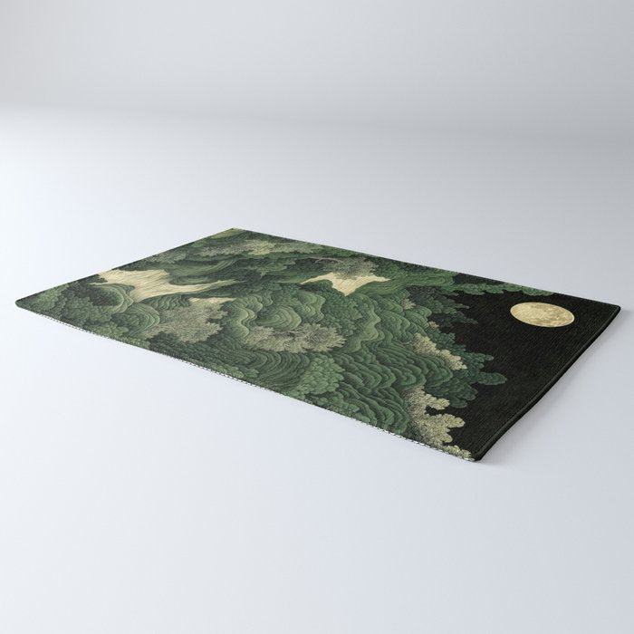 Japanese Wall Art Maximalist Moon Print japandi Art Wabi Sabi Painting Sage Green dopamine decor Rug Gallery Image 3