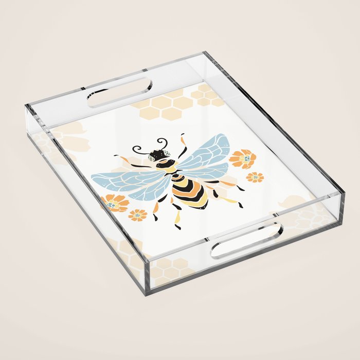 Honey Bee Abstract Pattern Acrylic Tray Gallery Image 1
