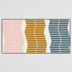 Minimalist Wavy Geometric Pattern in Pink, Gold, and Blue Desk Mat Gallery Image 3