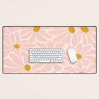 Big Groovy Flower - Light Pink Pastel Desk Mat Gallery Image 1
