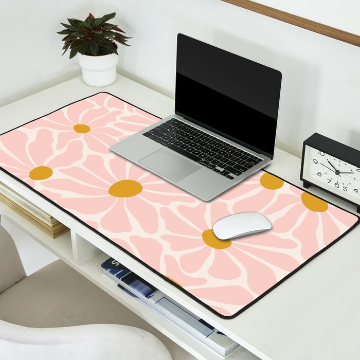 Big Groovy Flower - Light Pink Pastel Desk Mat Gallery Image 2