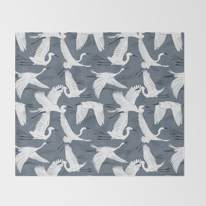 Soaring Wings - Steel Blue Grey Throw Blanket Gallery Image 2