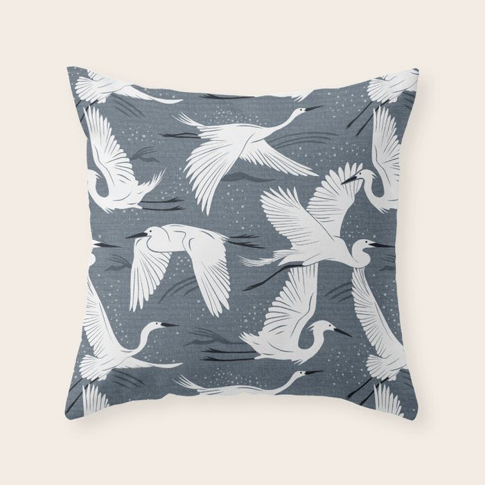 Soaring Wings - Steel Blue Grey Throw Pillow Gallery Image 6