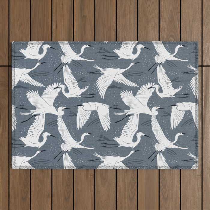 Soaring Wings - Steel Blue Grey Outdoor Rug Gallery Image 1
