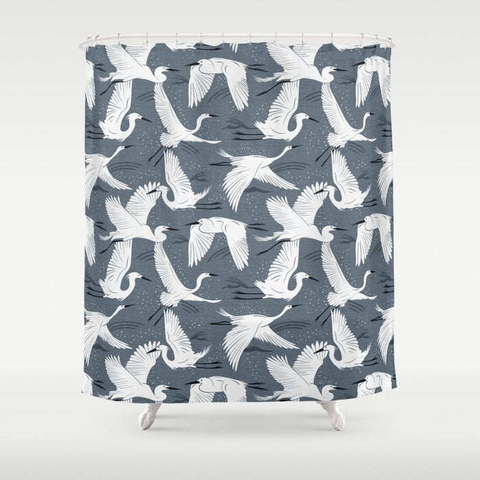Soaring Wings - Steel Blue Grey Shower Curtain Gallery Image 1