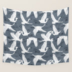 Soaring Wings - Steel Blue Grey Wall Tapestry Gallery Image 4