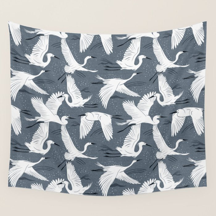 Soaring Wings - Steel Blue Grey Wall Tapestry Gallery Image 4