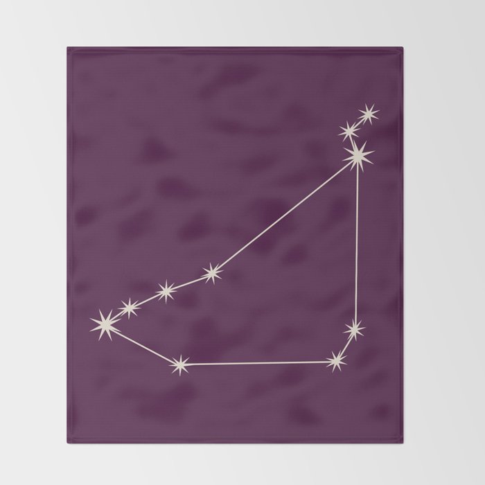 Capricorn Zodiac Star Constellation Line Art Plum Purple Throw Blanket Gallery Image 2