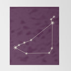 Capricorn Zodiac Star Constellation Line Art Plum Purple Throw Blanket Gallery Image 2