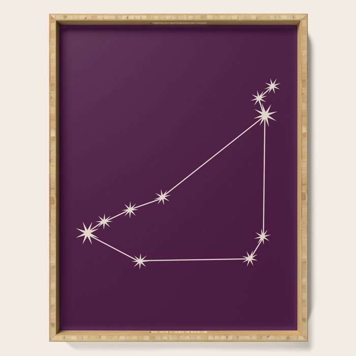 Capricorn Zodiac Star Constellation Line Art Plum Purple Serving Tray Gallery Image 1