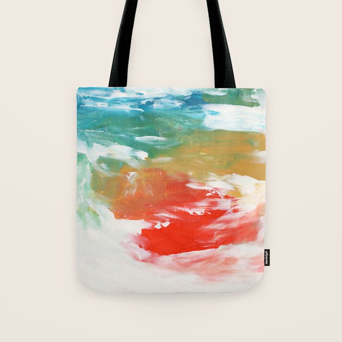 Ejaaz Haniff Colorful Abstract Acrylic Painting 'Storm In Paradise' Tote Bag Gallery Image 1