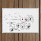 Minimal Line Art Girl with Sunflowers Outdoor Rug Gallery Image 1