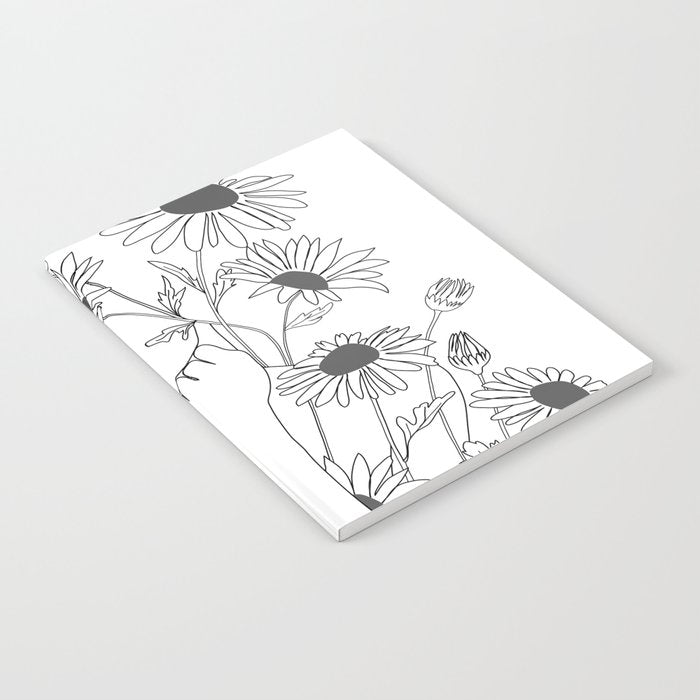 Minimal Line Art Girl with Sunflowers Notebook Gallery Image 1