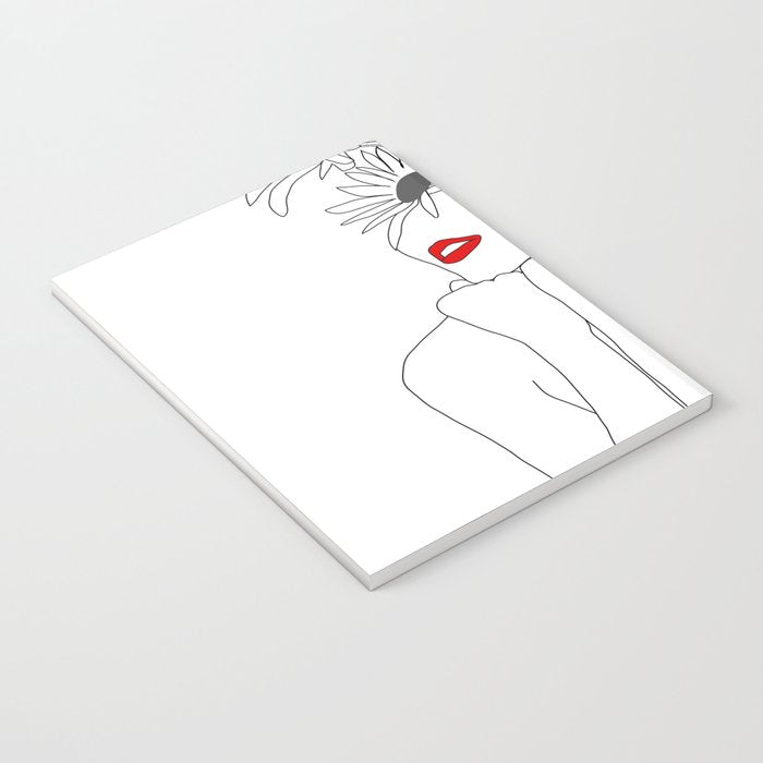 Minimal Line Art Girl with Sunflowers Notebook Gallery Image 3