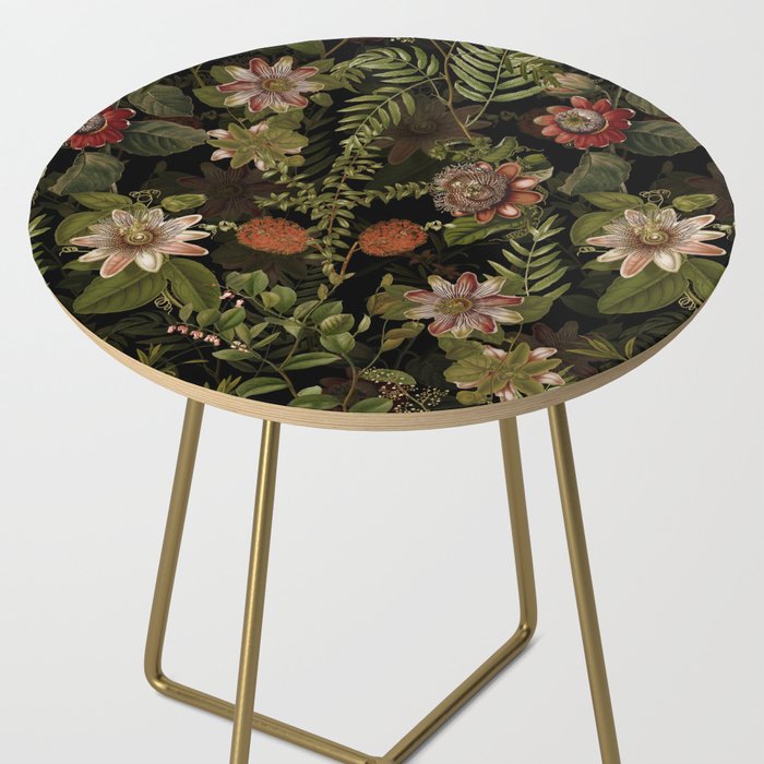 Midnight Summer Sepia Exotic Passiflora Flowers Garden Side Table Gallery Image 2