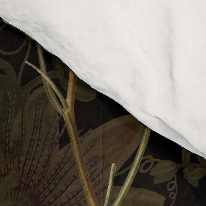Midnight Summer Sepia Exotic Passiflora Flowers Garden Comforter Gallery Image 4