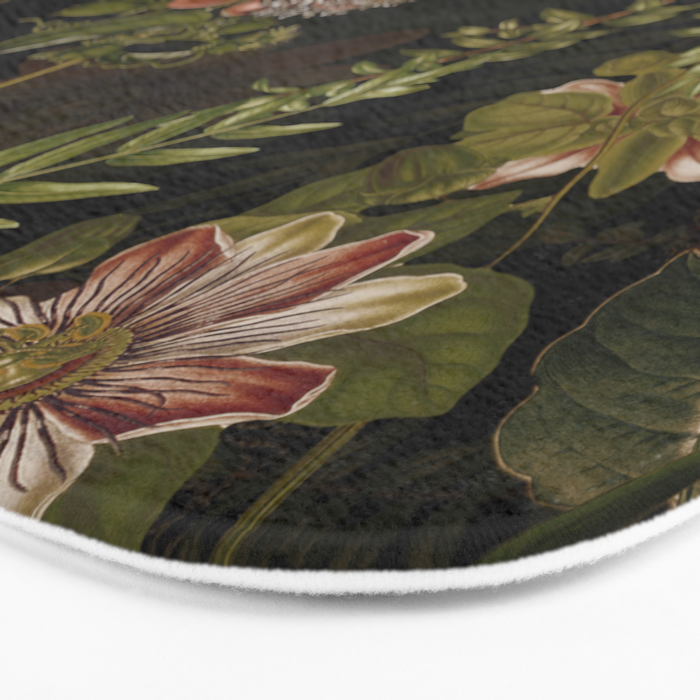 Midnight Summer Sepia Exotic Passiflora Flowers Garden Bath Mat Gallery Image 3