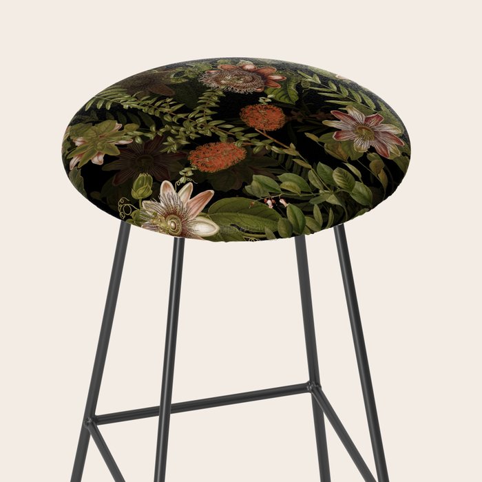 Midnight Summer Sepia Exotic Passiflora Flowers Garden Stool Gallery Image 2