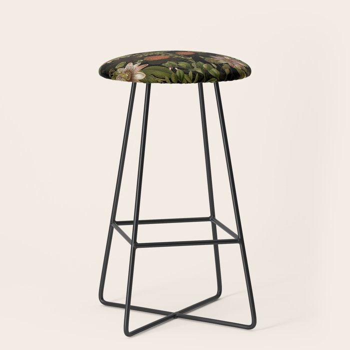 Midnight Summer Sepia Exotic Passiflora Flowers Garden Stool Gallery Image 1