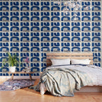 Colorful Mid Century Modern Abstract Fun Shapes Patterns Navy Blue Abstract Expressionism Wallpaper Gallery Image 3