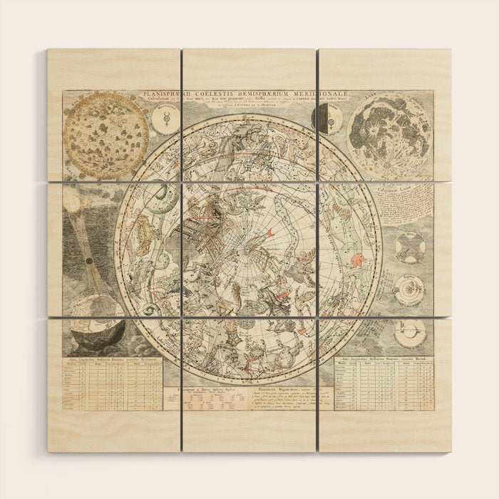Star map of the Southern Starry Sky Wood Wall Art Gallery Image 1
