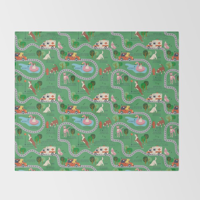 Fursics Cute Dog Park Physics Learning Pattern by Carrie Cantwell Educational STEM Playmat Design Throw Blanket Gallery Image 2
