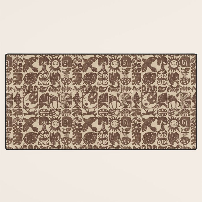 Nature Blocks - walnut brown Desk Mat Gallery Image 3