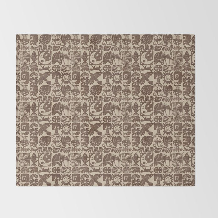 Nature Blocks - walnut brown Throw Blanket Gallery Image 2