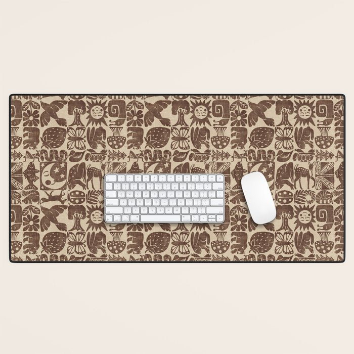 Nature Blocks - walnut brown Desk Mat Gallery Image 1
