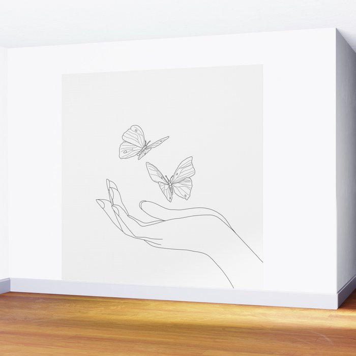 Butterflies on the Palm of the Hand Wall Mural Gallery Image 2