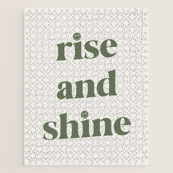 Rise And Shine Muted Green On Cream Jigsaw Puzzle Gallery Image 1