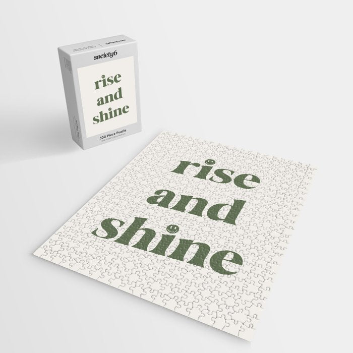Rise And Shine Muted Green On Cream Jigsaw Puzzle Gallery Image 2