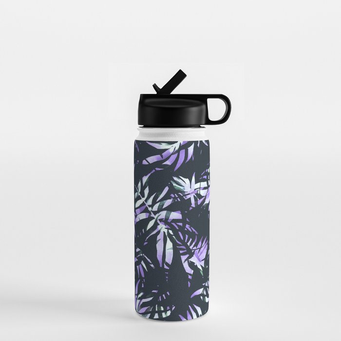 Dark abstract tropical leaves D1 Water Bottle Gallery Image 1