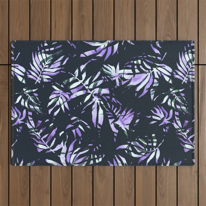 Dark abstract tropical leaves D1 Outdoor Rug Gallery Image 1