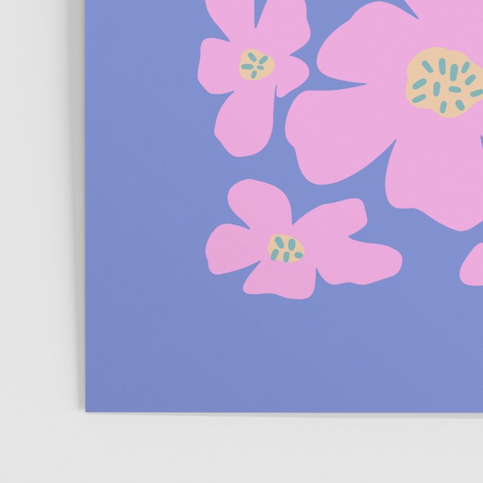 Retro Daisy - Very Peri, Pink, Cream, turquoise  Poster Gallery Image 3
