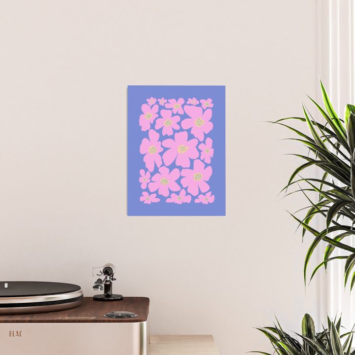 Retro Daisy - Very Peri, Pink, Cream, turquoise  Poster Gallery Image 2
