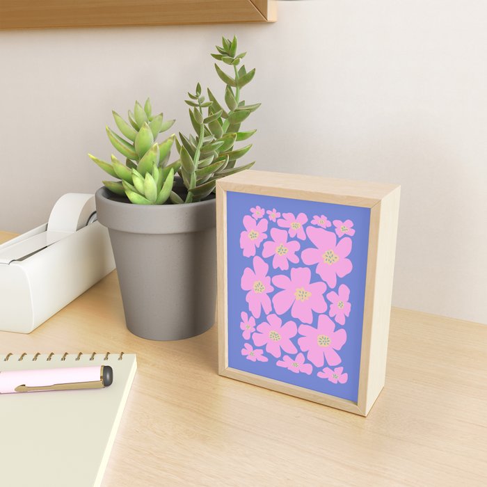 Retro Daisy - Very Peri, Pink, Cream, turquoise  Mini Art Print Gallery Image 2