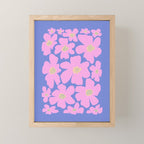 Retro Daisy - Very Peri, Pink, Cream, turquoise  Mini Art Print Gallery Image 1