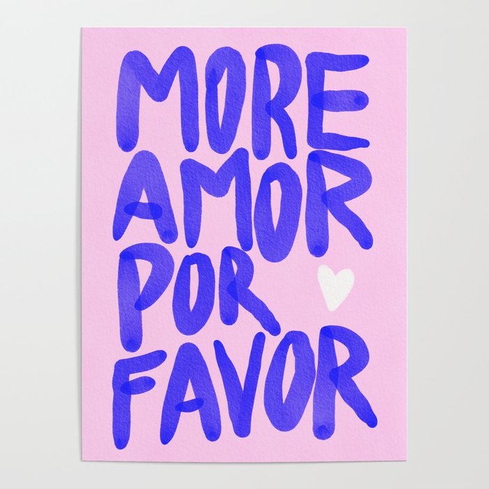 More Amor por favor - brush typography love quote Poster Gallery Image 1